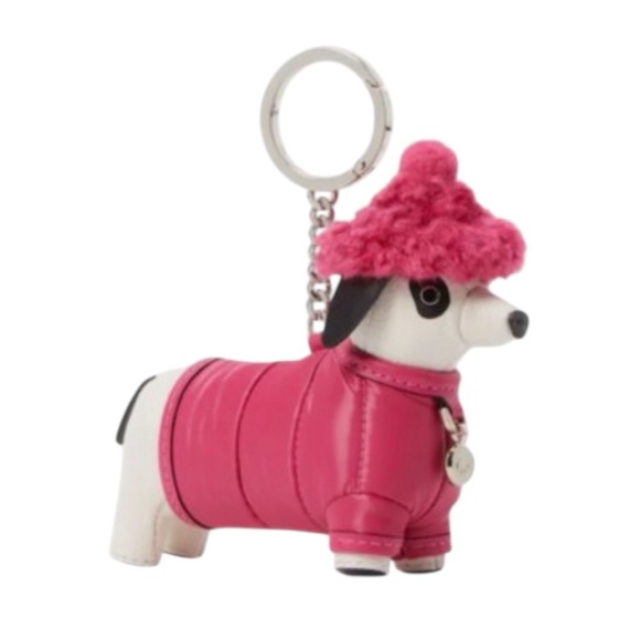Kate Spade Festive Pink Claude Dachshund Dog Keychain/Bag Charm - Picture 2 of 10